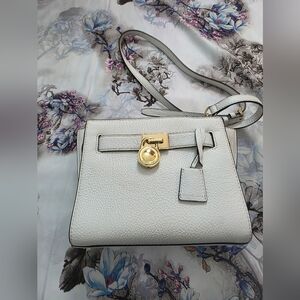Michael Kors White Genuine Leather Crossbody Bag with Gold Hardware